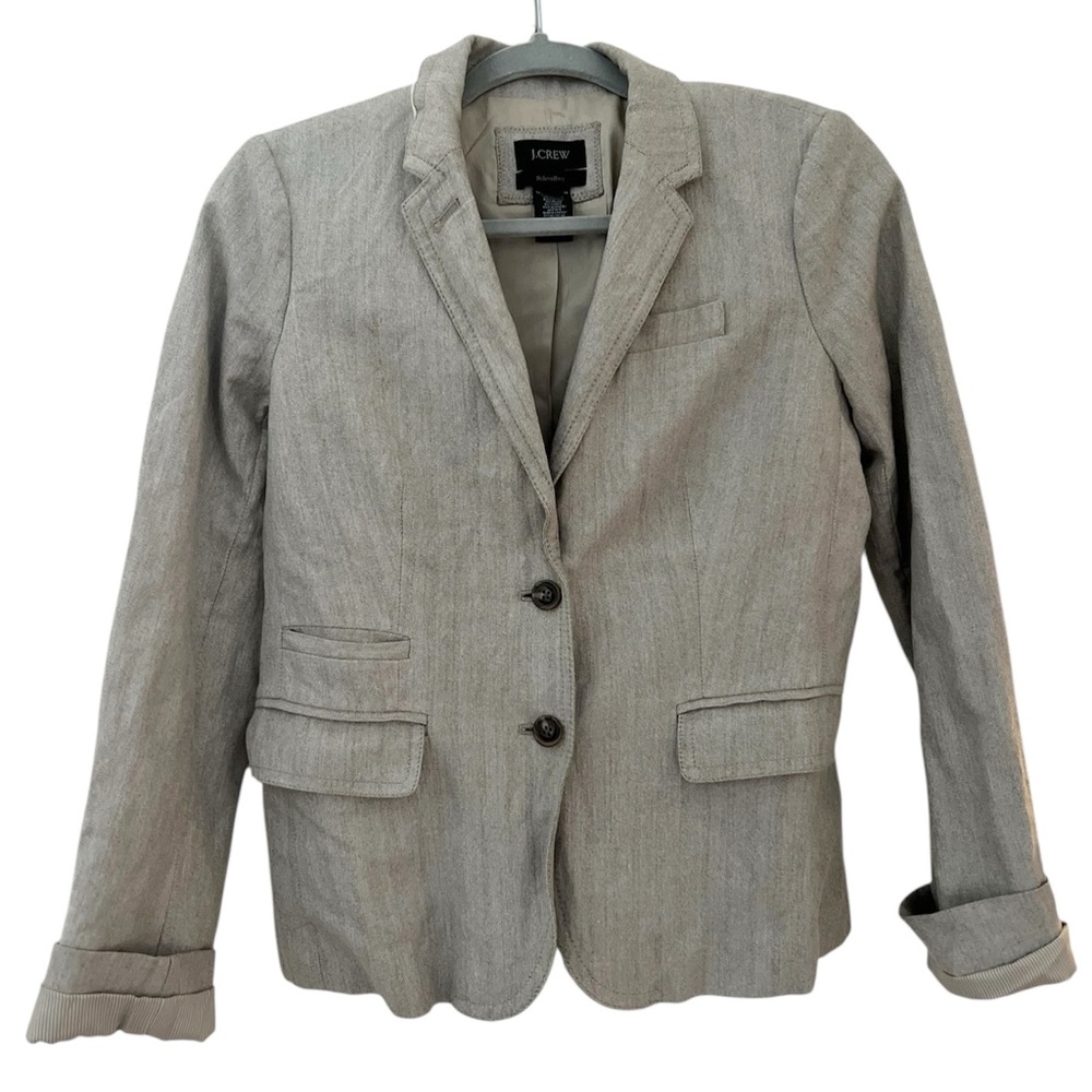 J. Crew Schoolboy Blazer Herringbone Gray Driftwood Boyfriend Size 4